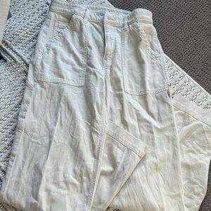 American Eagle Outfitters Cream wide leg jeans